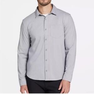VRST Mens‎ Medium Gray Performance Stretch Long Sleeve Button Up Shirt